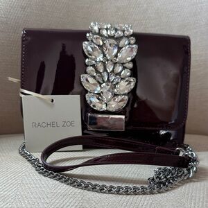Rachel Zoe Dark Purple Clutch with Crystal Accent